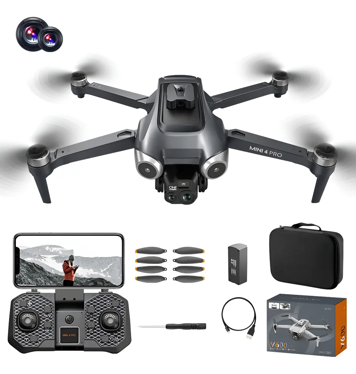 Dron Plegable Doble Cámara Wifi V600