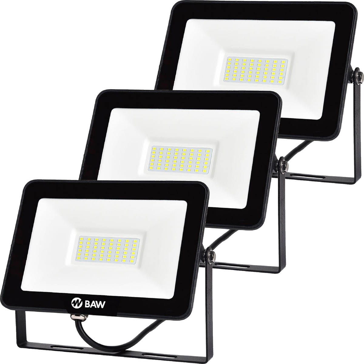 Pack X 3 Reflector Led 50w Baw Luz Fria 6500k Alta Potencia Apto Exterior Blanco Frío