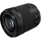 Lente Canon RF 24-105mm f/4-7.1 IS STM en diagonal, con el cristal frontal a la vista