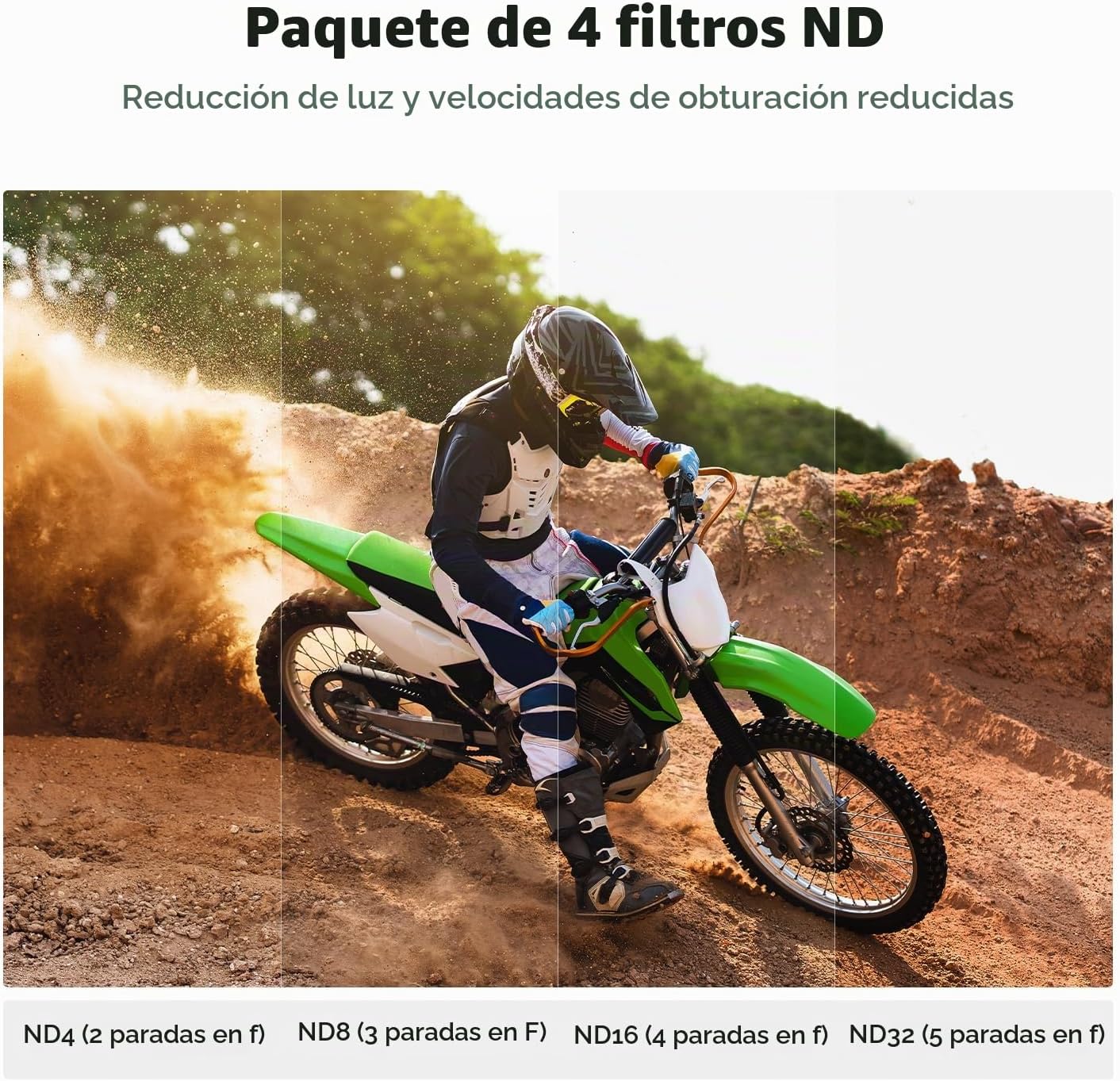Kit 4 filtros ND K&F Concept para GoPro Hero 13/12/11/10/9 - desenfoque de movimiento