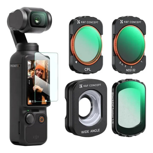 D_773518-MLU116887953360_092026-O.jpg Kit 4 filtros magnéticos K&F Concept para DJI Osmo Pocket 3: gran angular, CPL, ND variable y Black Mist