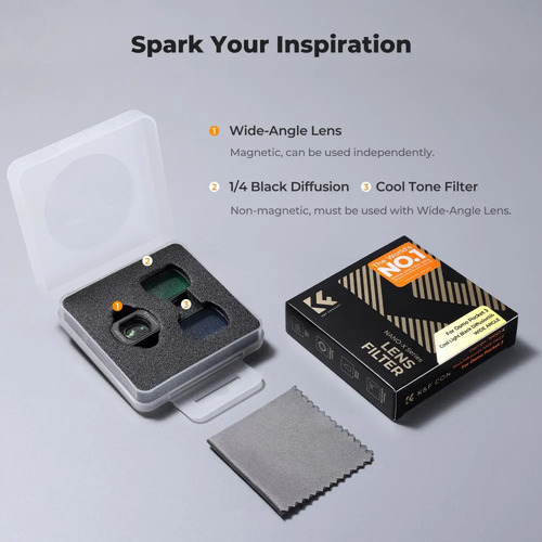 Kit lente gran angular y filtros Black Diffusion y Cool Light K&F Concept para DJI Osmo Pocket 3 - foto 8