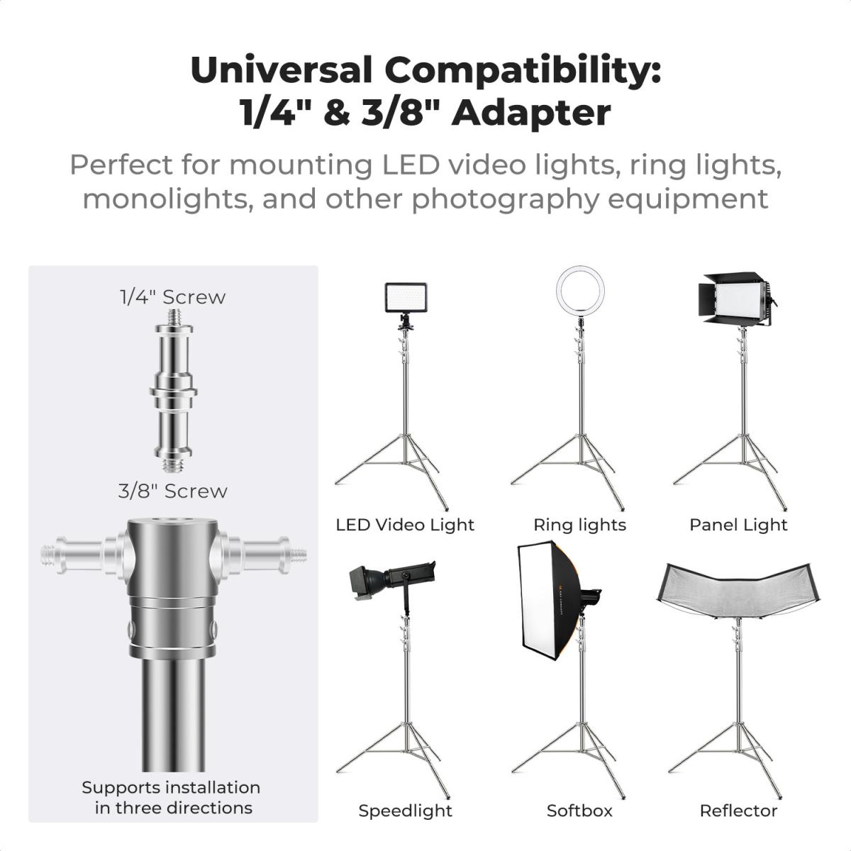 Trípode de Iluminación K&F Concept 2,80 m de Acero Inoxidable