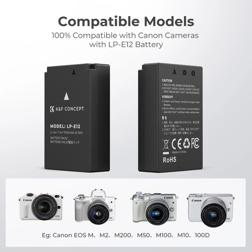Kit 2 baterías LP-E12 para Canon con cargador dual K&F Concept - imagen 3