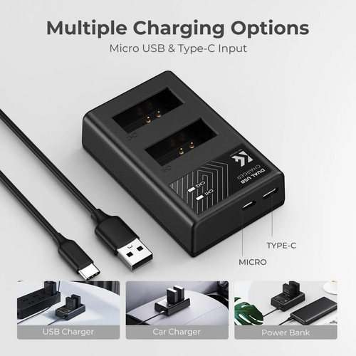 Kit 2 baterías LP-E12 para Canon con cargador dual K&F Concept - imagen 4