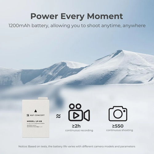 Kit 2 baterías LP-E8 para Canon con cargador dual K&F Concept - imagen 2