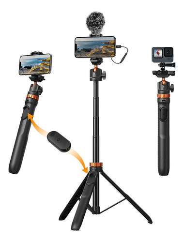Palo Selfie Trípode Monopie K&f 1,58m Control Remoto Gopro